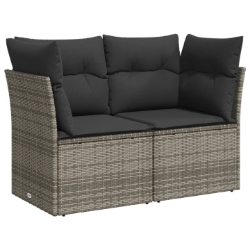 Set mobilier grădină cu perne, 6 piese, gri, poliratan - Img 8
