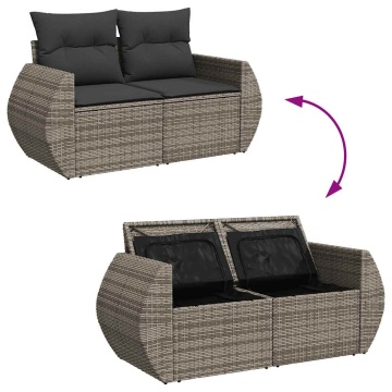 Set mobilier grădină cu perne, 6 piese, gri, poliratan - Img 7