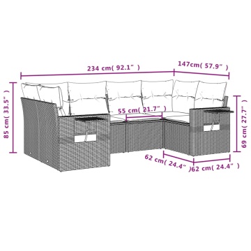 Set mobilier grădină cu perne, 6 piese, gri, poliratan - Img 6