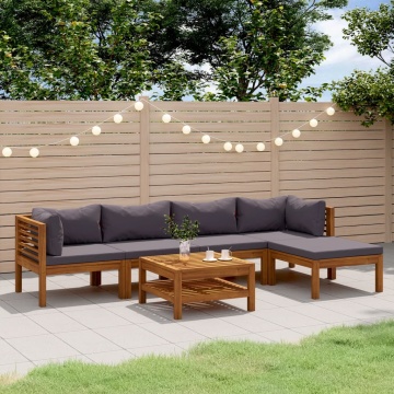 Set mobilier grădină cu perne, 6 piese, lemn masiv acacia - Img 1
