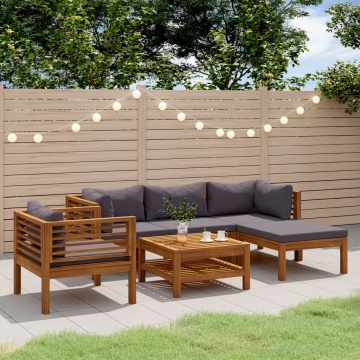 Set mobilier grădină cu perne, 6 piese, lemn masiv acacia - Img 1