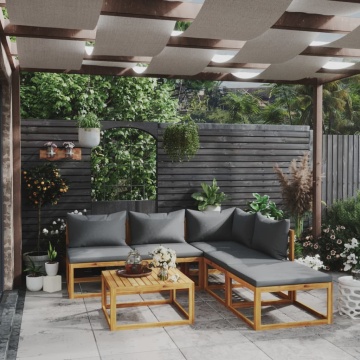 Set mobilier grădină cu perne, 6 piese, lemn masiv acacia - Img 1