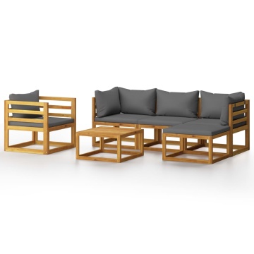 Set mobilier grădină cu perne, 6 piese, lemn masiv acacia - Img 2