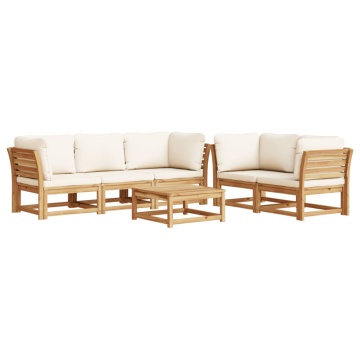 Set mobilier grădină cu perne, 6 piese, lemn masiv acacia - Img 2