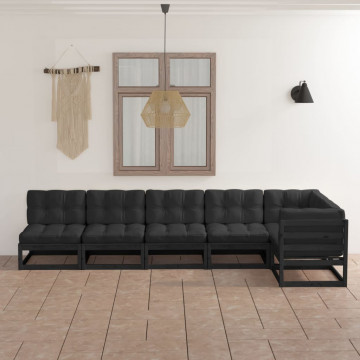 Set mobilier grădină cu perne, 6 piese, lemn masiv pin - Img 1