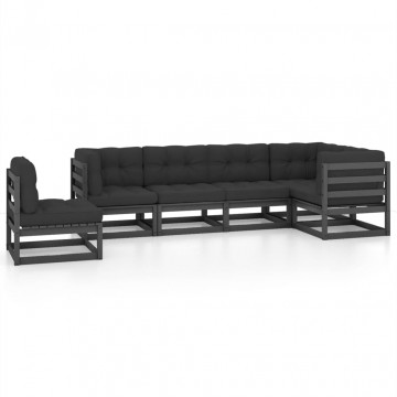 Set mobilier grădină cu perne, 6 piese, lemn masiv pin - Img 2