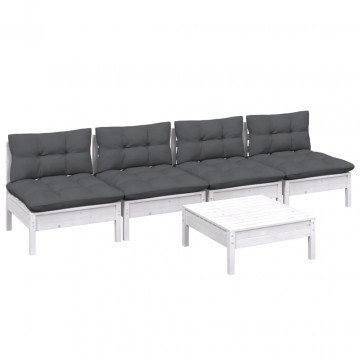 Set mobilier grădină cu perne antracit, 5 piese, lemn de pin - Img 3