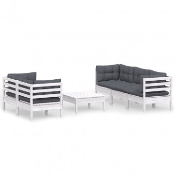 Set mobilier grădină cu perne antracit, 6 piese, lemn masiv pin - Img 2