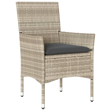 Set mobilier grădină perne 3 piese gri deschis poliratan sticlă - Img 3