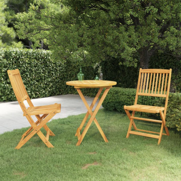 Set mobilier grădină pliabil, 3 piese, lemn masiv acacia - Img 1