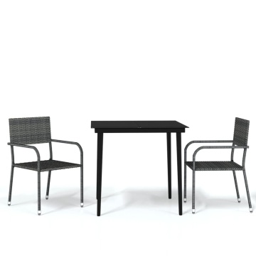 Set mobilier pentru grădină, 3 piese, gri - Img 2