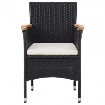 Set mobilier pentru grădină, 7 piese, negru, poliratan - Img 8