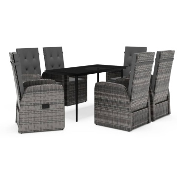 Set mobilier pentru grădină, cu perne, 7 piese, gri - Img 2