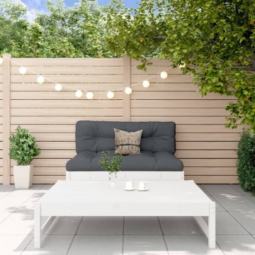 Set mobilier relaxare grădină, 2 piese, alb, lemn masiv de pin - Img 1