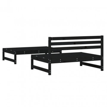 Set mobilier relaxare grădină, 2 piese, negru, lemn masiv pin - Img 3