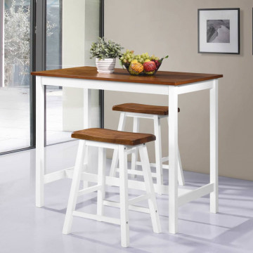 Set mobilier tip bar, masă și scaune, 3 piese, lemn masiv - Img 1