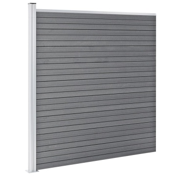 Set panouri gard, 2 pătrate + 1 oblic, gri, 446 x 186 cm, WPC - Img 3