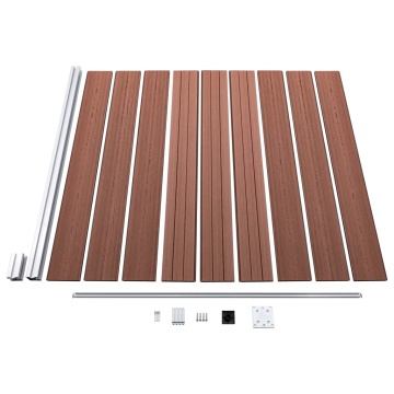 Set panouri gard, 2 pătrate + 1 oblic, maro, 446x186 cm, WPC - Img 6