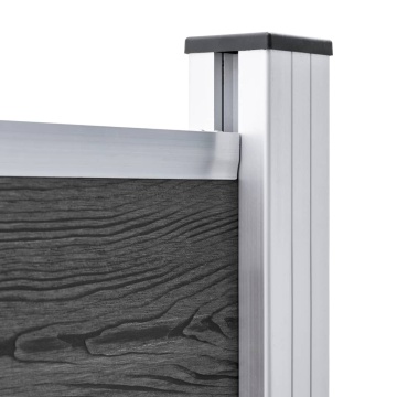 Set panouri gard, 353x146 cm, negru, WPC - Img 6
