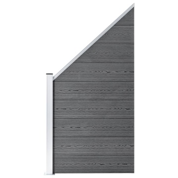 Set panouri gard, 4 pătrate + 1 oblic, gri, 792 x 186 cm, WPC - Img 6