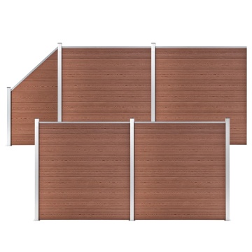 Set panouri gard, 4 pătrate + 1 oblic, maro, 792x186 cm, WPC - Img 1