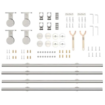 Set piese pentru ușă glisantă, argintiu, 183 cm oțel inoxidabil - Img 7