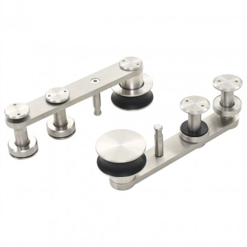 Set piese pentru ușă glisantă, argintiu, 183 cm oțel inoxidabil - Img 5
