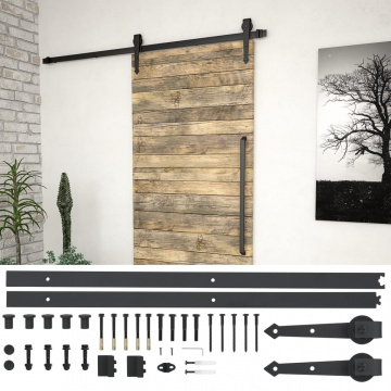 Set piese pentru ușă glisantă, negru, 183 cm, oțel - Img 1