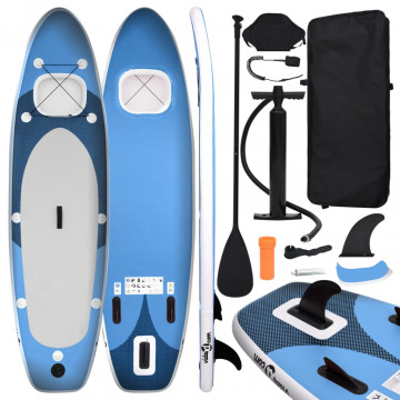 Set placă paddleboarding gonflabilă, albastru, 300x76x10 cm - Img 1