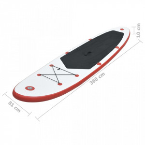 Set placă stand up paddle SUP surf gonflabilă, roșu și alb - Img 7