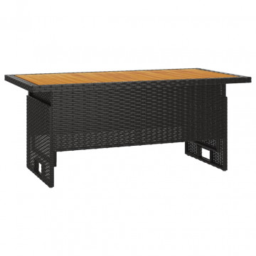 Set șezlonguri de grădină, 2 piese, cu perne, negru, poliratan - Img 6