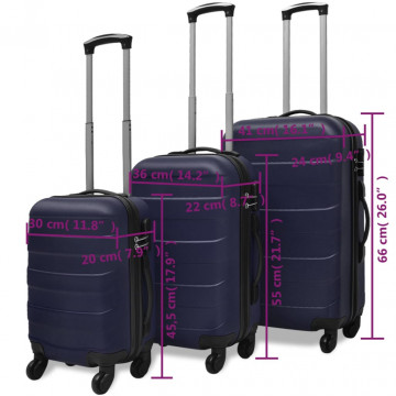 Set valize rigide, albastru, 3 buc., 45,5/55/66 cm - Img 4