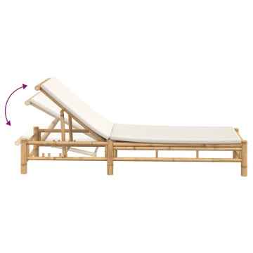 Sezlong cu perne 55x199x30 cm bambus - Img 6