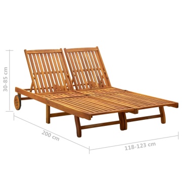 Șezlong de grădină cu perne, 2 persoane, lemn masiv de acacia - Img 5