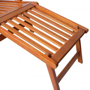 Șezlong din lemn de acacia pentru exterior cu suport pentru picioare - Img 7