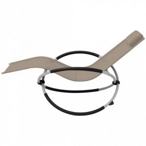 Șezlong geometric de exterior, gri taupe, oțel - Img 3