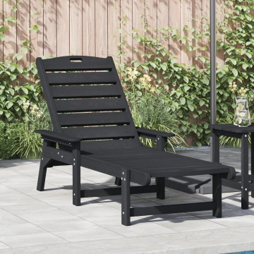 șezlong Negru 53x162x98.5 cm HDPE - Img 1