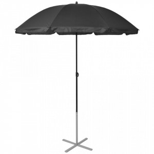 Șezlonguri de plajă cu umbrelă, negru, aluminiu - Img 3