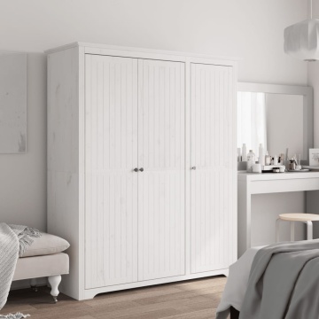 Șifonier BODO, alb, 146x53,5x173 cm, lemn masiv de pin - Img 1