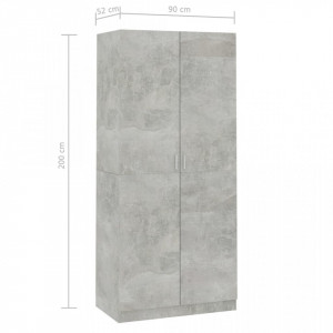 Șifonier, gri beton, 90 x 52 x 200 cm, PAL - Img 7
