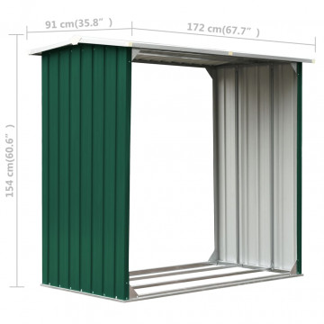 Șopron depozitare lemne, verde, 172x91x154 cm, oțel galvanizat - Img 5