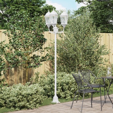Stâlp de iluminat pentru grădină cu 3 lămpi E27 Alb 220 cm Aluminium - Img 1