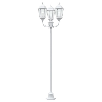 Stâlp de iluminat pentru grădină cu 3 lămpi E27 Alb 220 cm Aluminium - Img 3