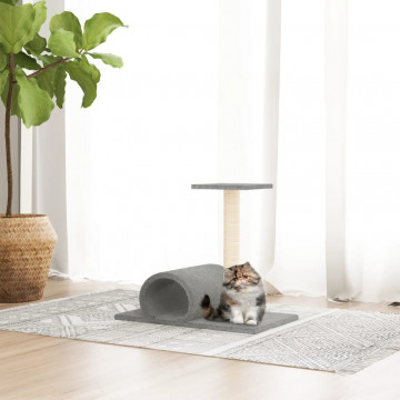 Stâlp zgâriere de pisici cu tunel, gri deschis, 60x34,5x50 cm - Img 1