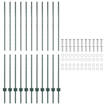 stâlpi 11 pcs U-Channel Verde 150 cm Oțel - Img 4