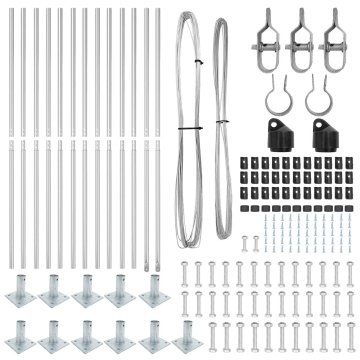 Stâlpi cu plăci de bază 13 pcs Ø32mm 78,5cm Oțel zincat - Img 4
