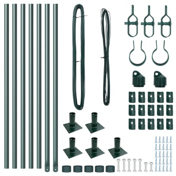 Stâlpi de gard cu plăci de bază 7 buc Ø32mm 70cm Oțel galvanizat - Img 3