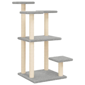 Stâlpi zgâriat pentru pisici cu platforme, gri deschis, 98,5 cm - Img 2