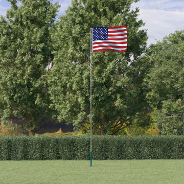Steag SUA și stâlp din aluminiu, 5,55 m - Img 1