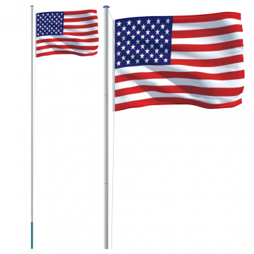 Steag SUA și stâlp din aluminiu, 6,23 m - Img 2